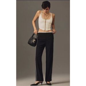 Anthropologie Maeve Pull On Track Pants Side Stripe Tuxedo Crepe Dressy Chic L